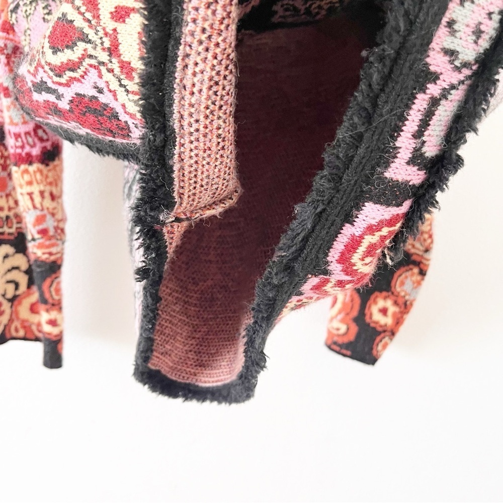 Farm Rio Sweet Mermaids Wool Blend Fringe Knit Jacket Bohemian Cardigan - Picture 7 of 10